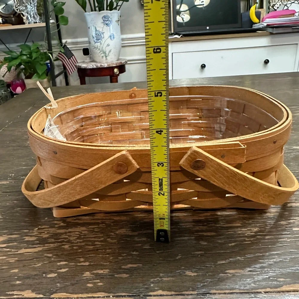 Longaberger Small Oval Muffin Basket woth Handles Tan — with Plastic Liner